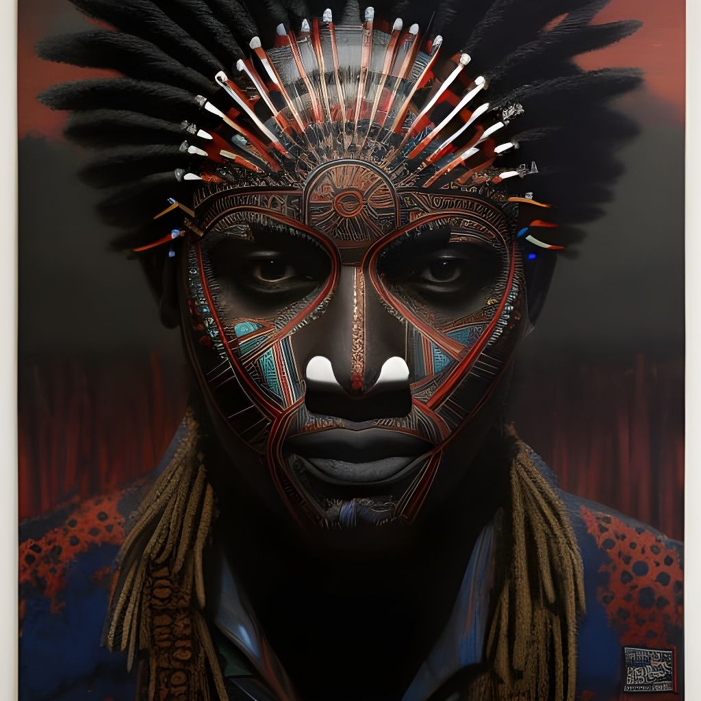 Portrait of man (inspirered by aboriginal art from Australia)