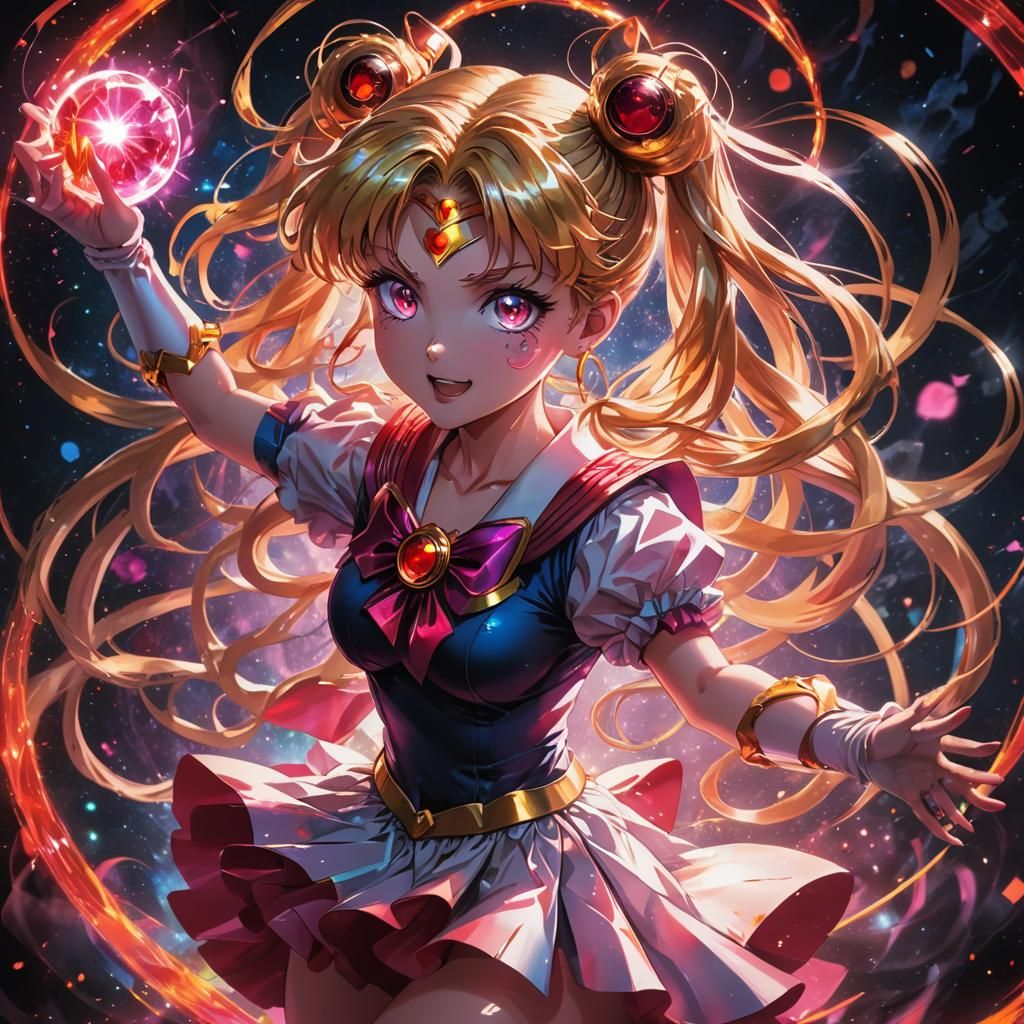 Sailor Moon-Inspired Anime Heroine with Gothic Energy