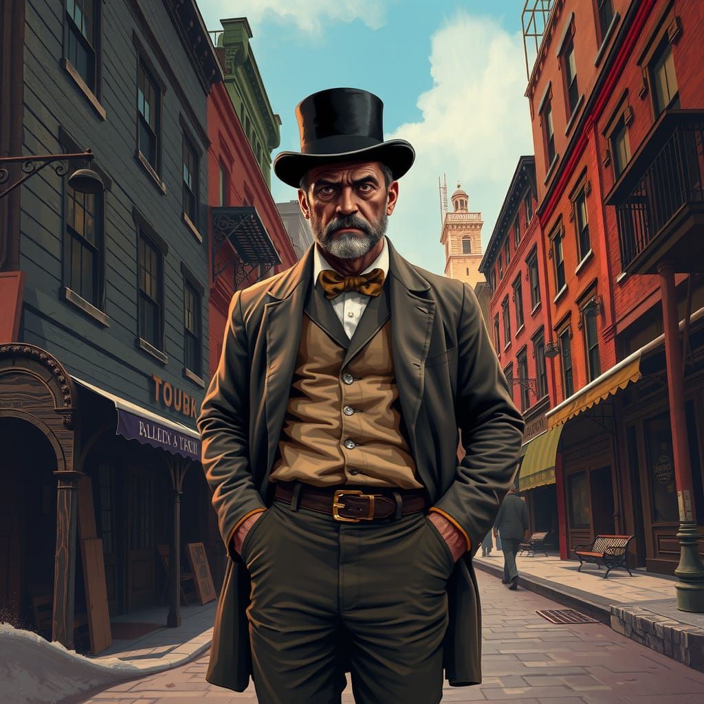 Menacing Figure in 1840s New York Grit