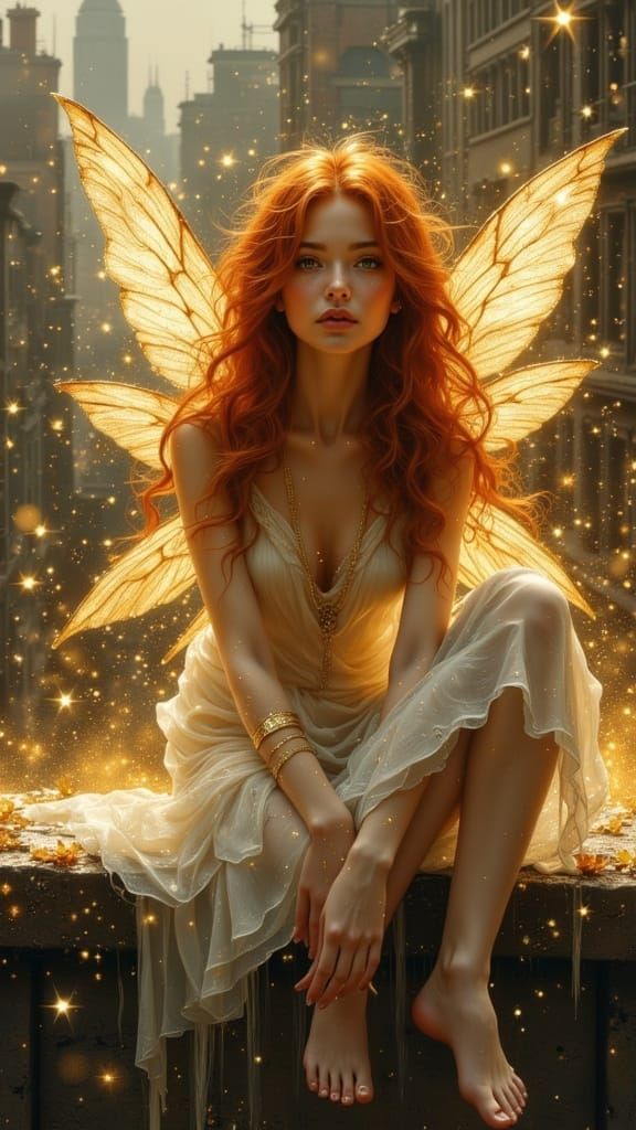 Enchanted City Fairy in Golden Stardust