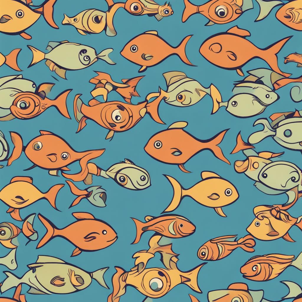 Anthropomorphic School of Fish in Photorealistic Style