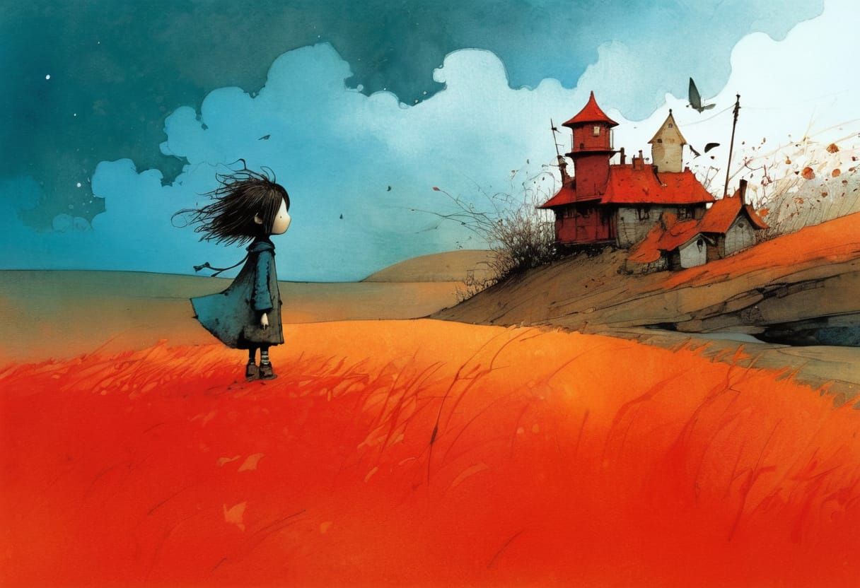 Monster and Boy: Whimsical Dark Fantasy Illustration