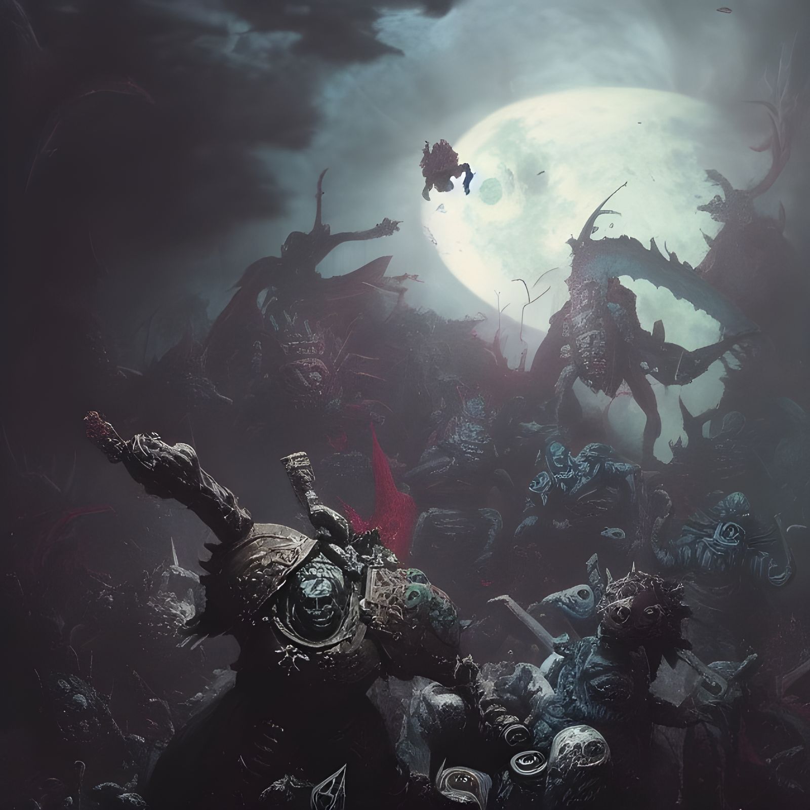 Epic Battle of Chaos Gods on the Moon