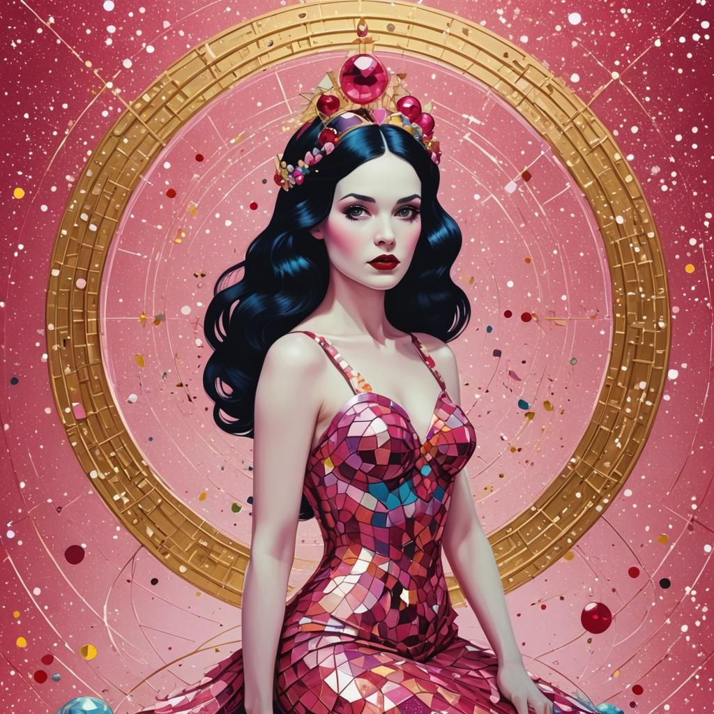 Snow White Space Mermaid in Pop Art Style