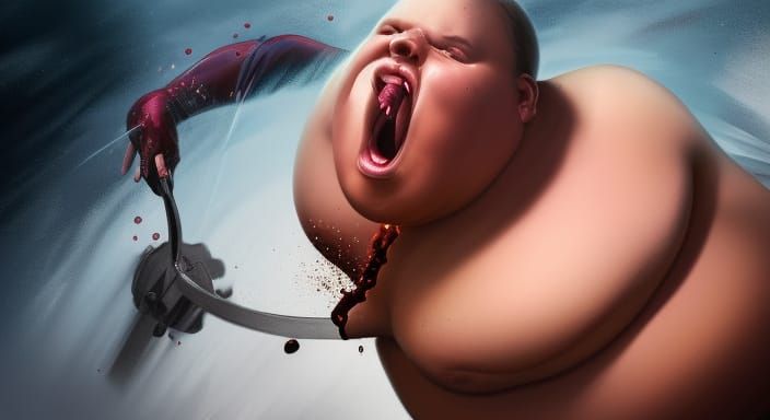 Hyperrealistic Portrait of an Obese Person in Splash Art