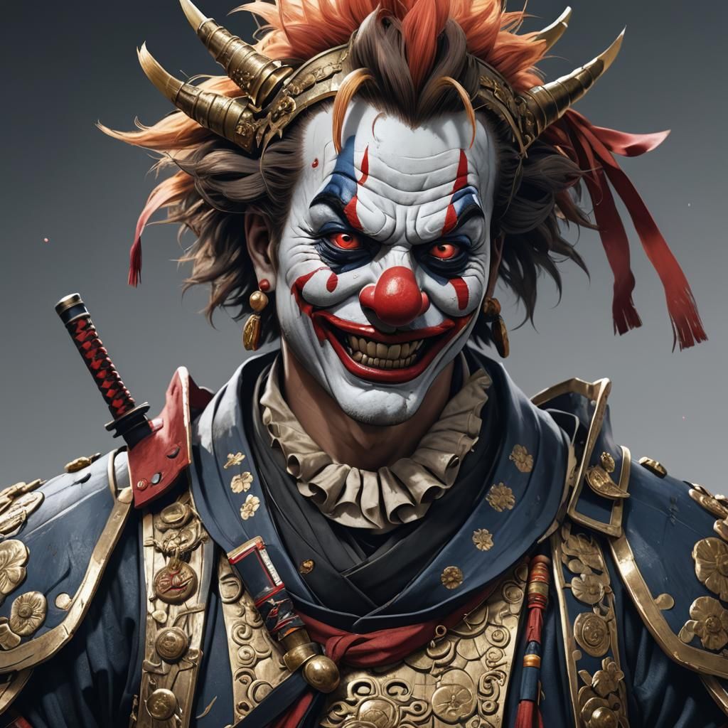 Samurai Clown in Anime Style