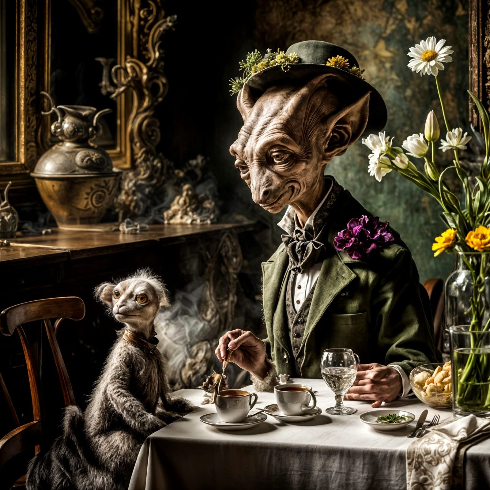 "She'll relax and have her tea in a minute..."