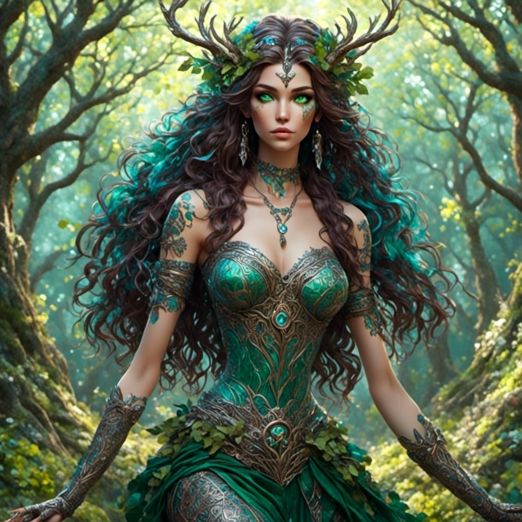 Dryad in the Ancient Woods: Painted Illustration
