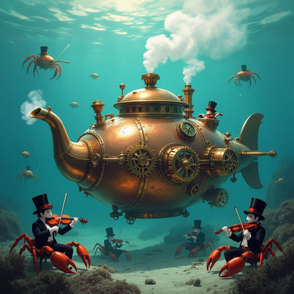 Steampunk Teapot Submarine Underwater Fantasy