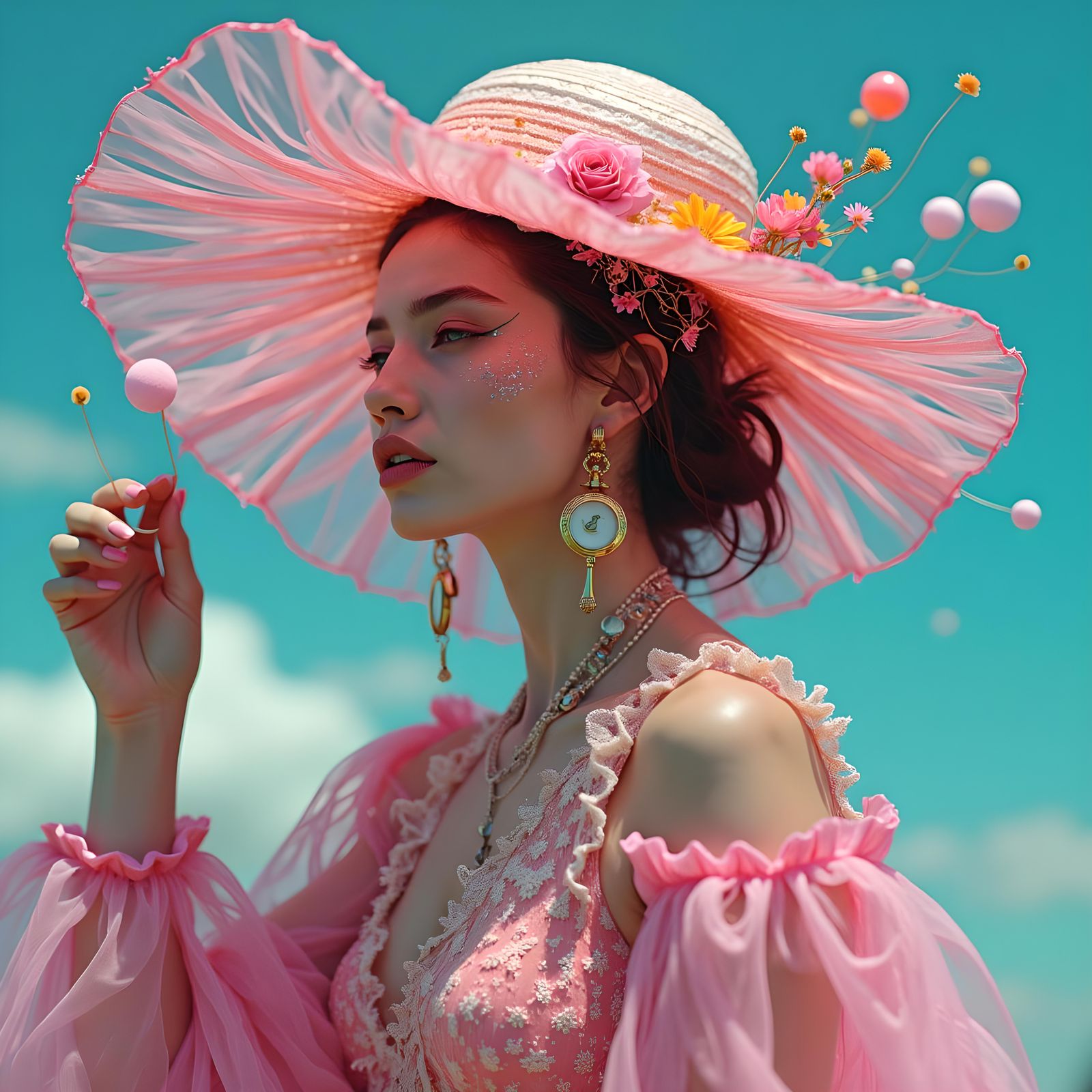 Distorted Figure in Glitching Pastel Dreamscape