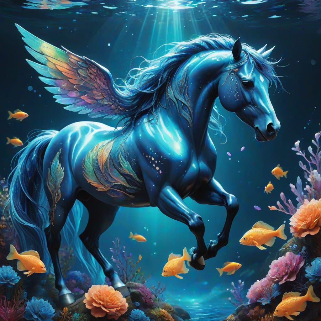 Cosmic Water Demon in Astral Mixed Media