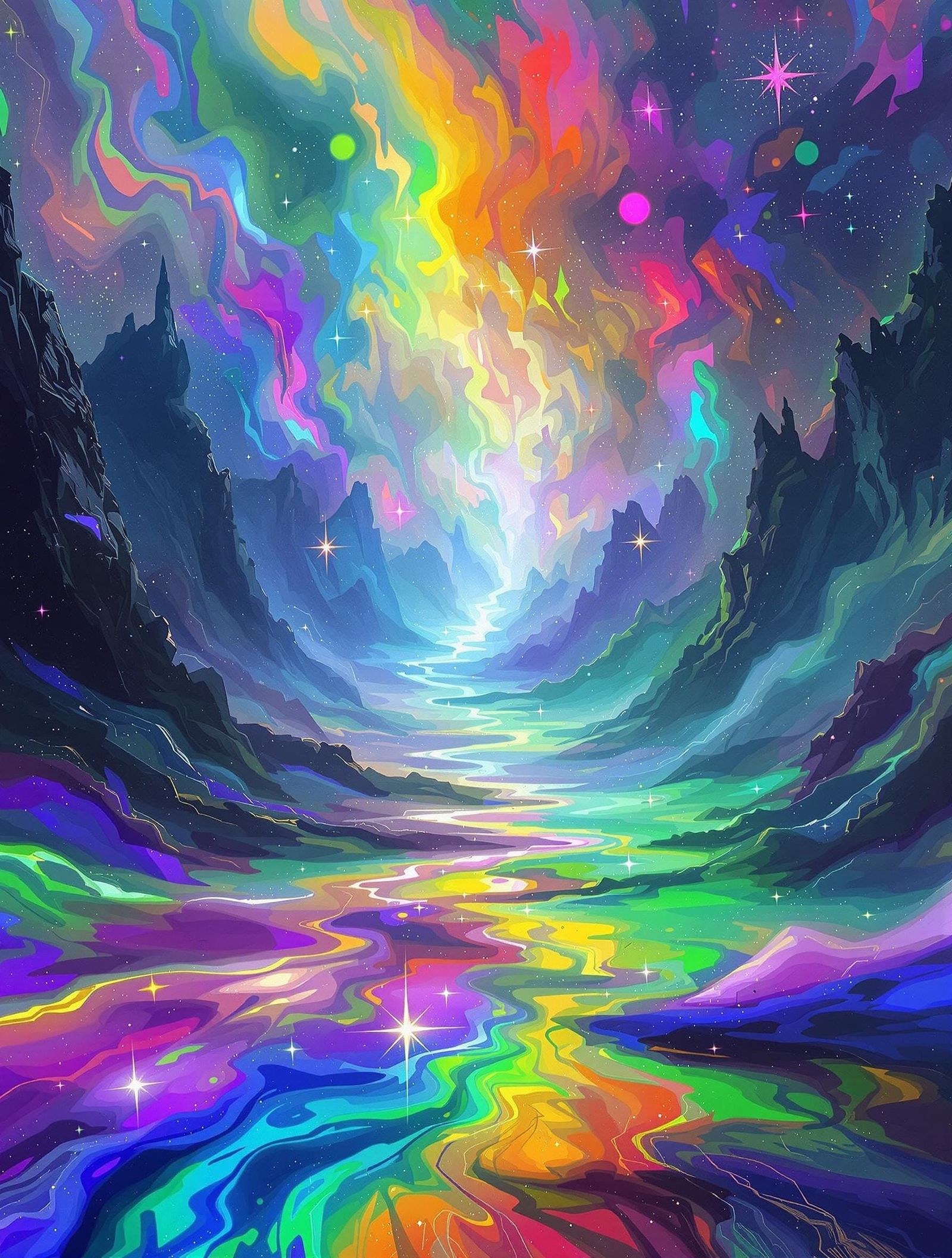 Surreal Kaleidoscopic Realm in Chromatic Flux