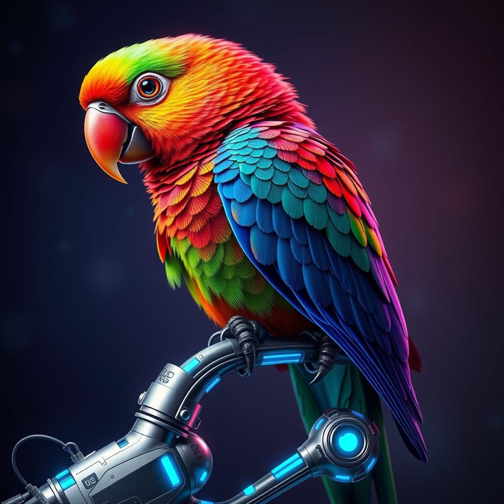Futuristic Parrot in Iridescent Colors
