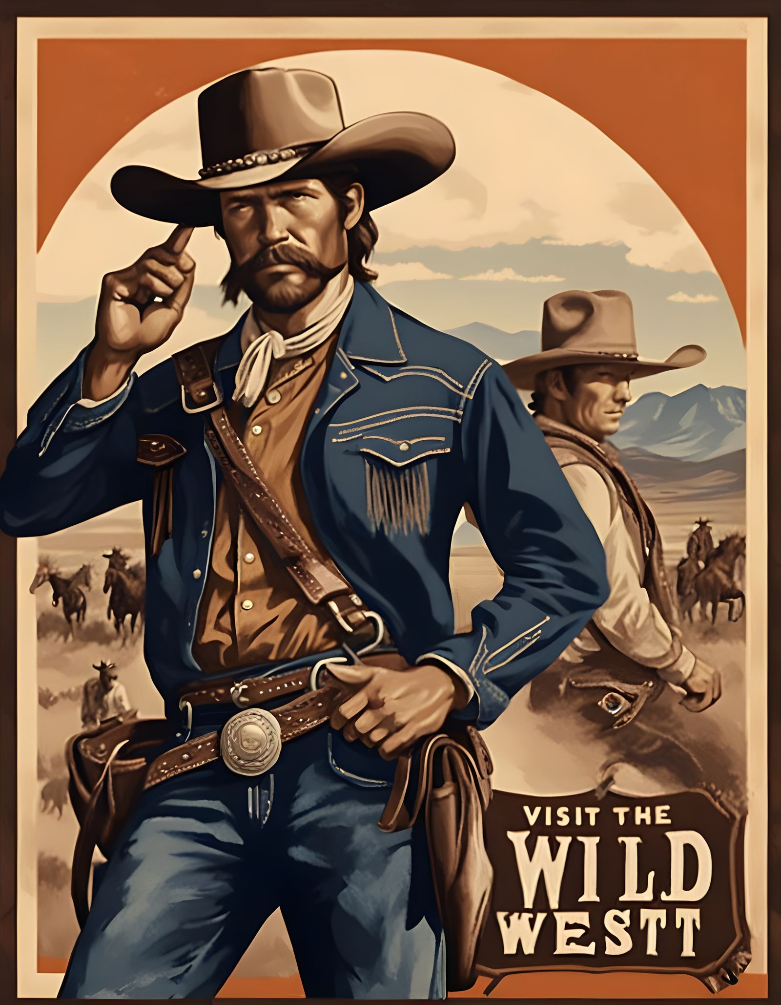 Visit the Wild West: Vintage American Frontier Poster