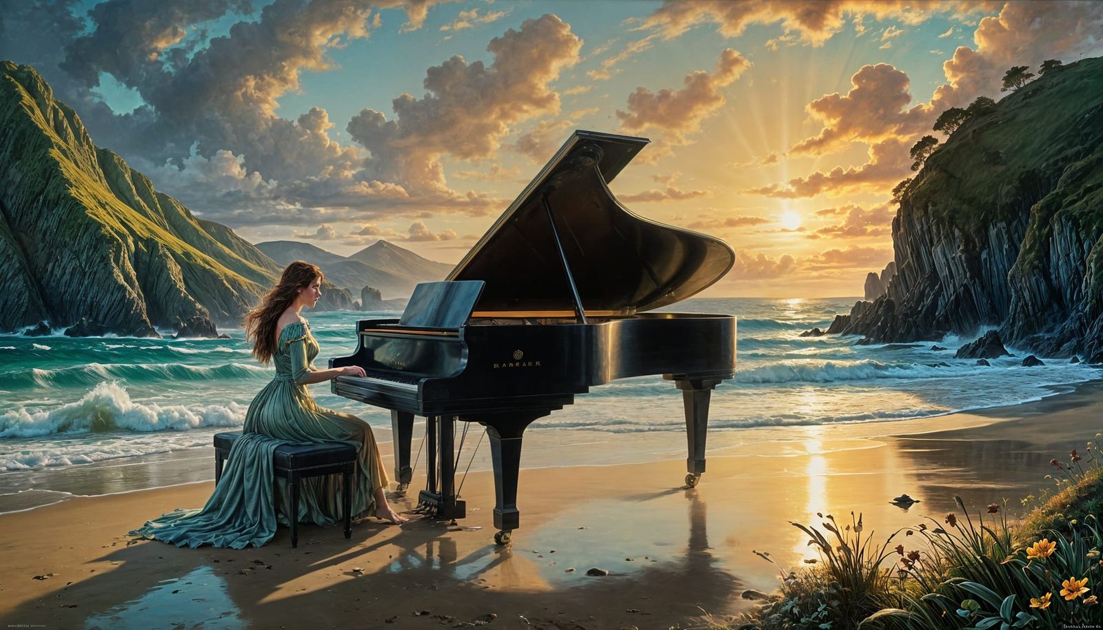 Grand Piano on Haunting New Zealand Shore