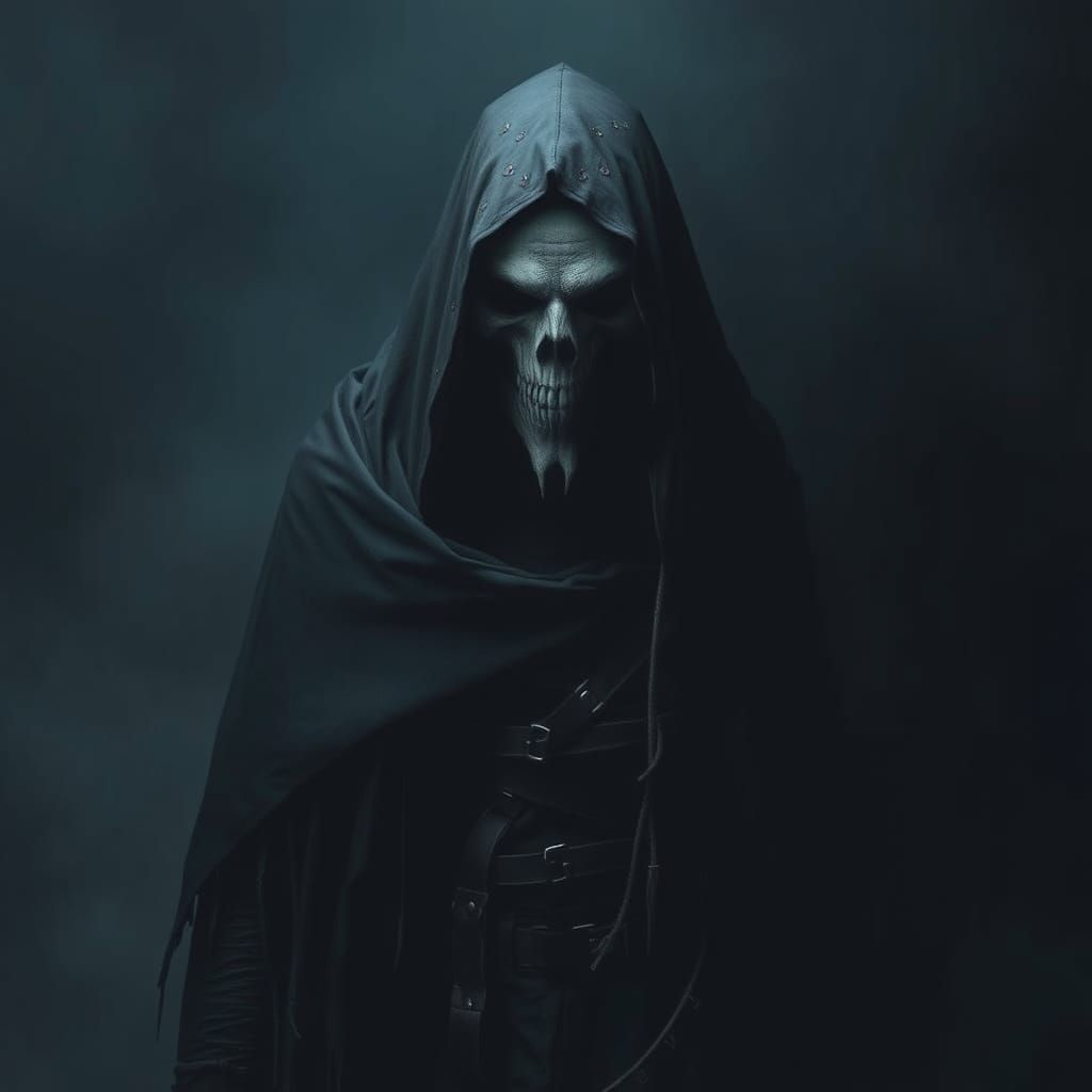 Ominous Dark Figure in Gothic Cyberpunk Style