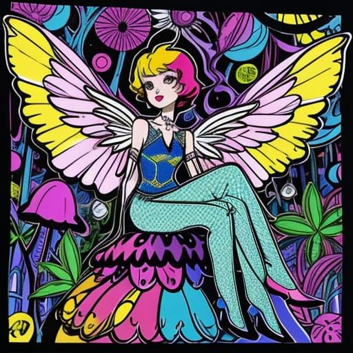 Ethereal Fairy in Vibrant Pop Art Style