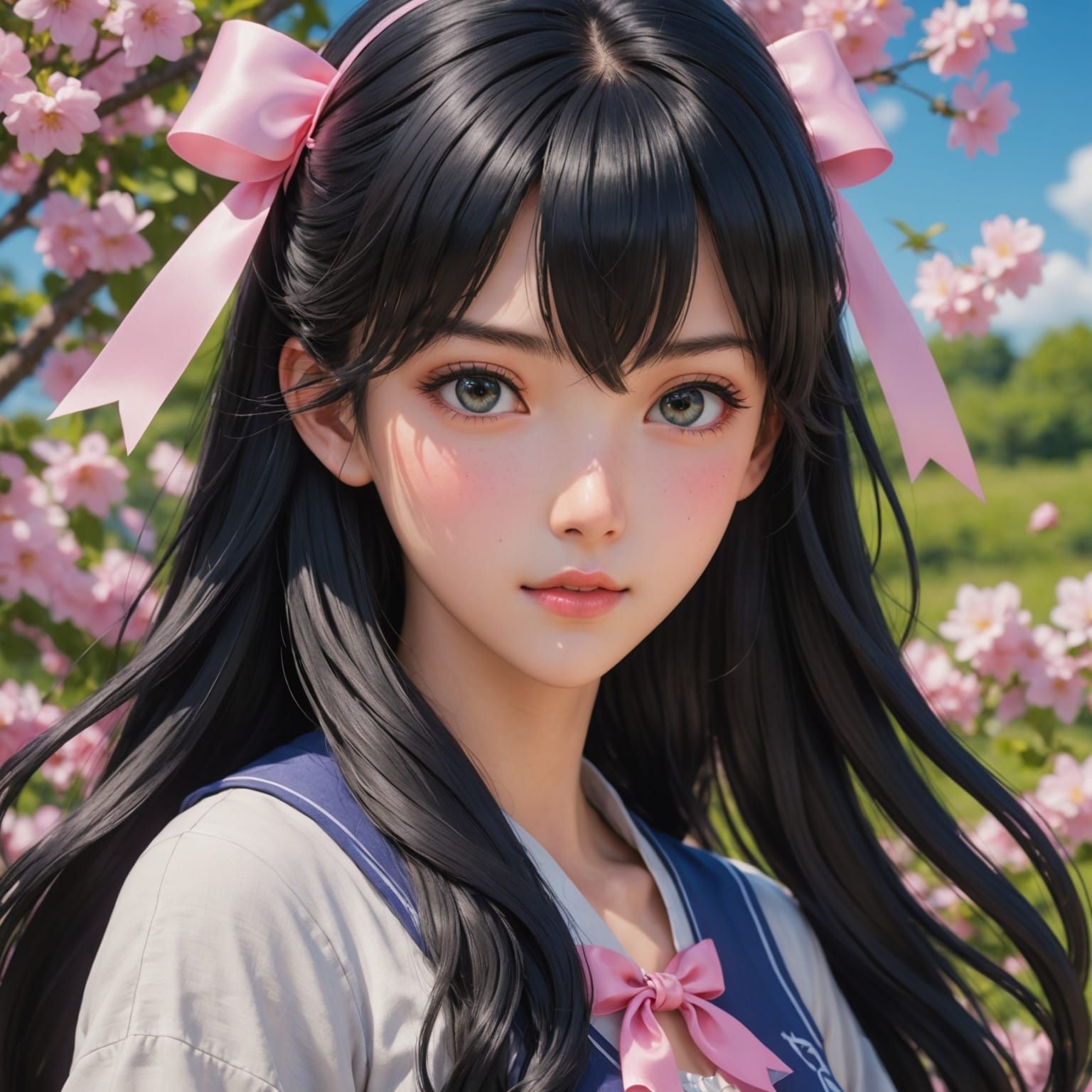 Youthful Anime Goddess in Breathtaking Sunset