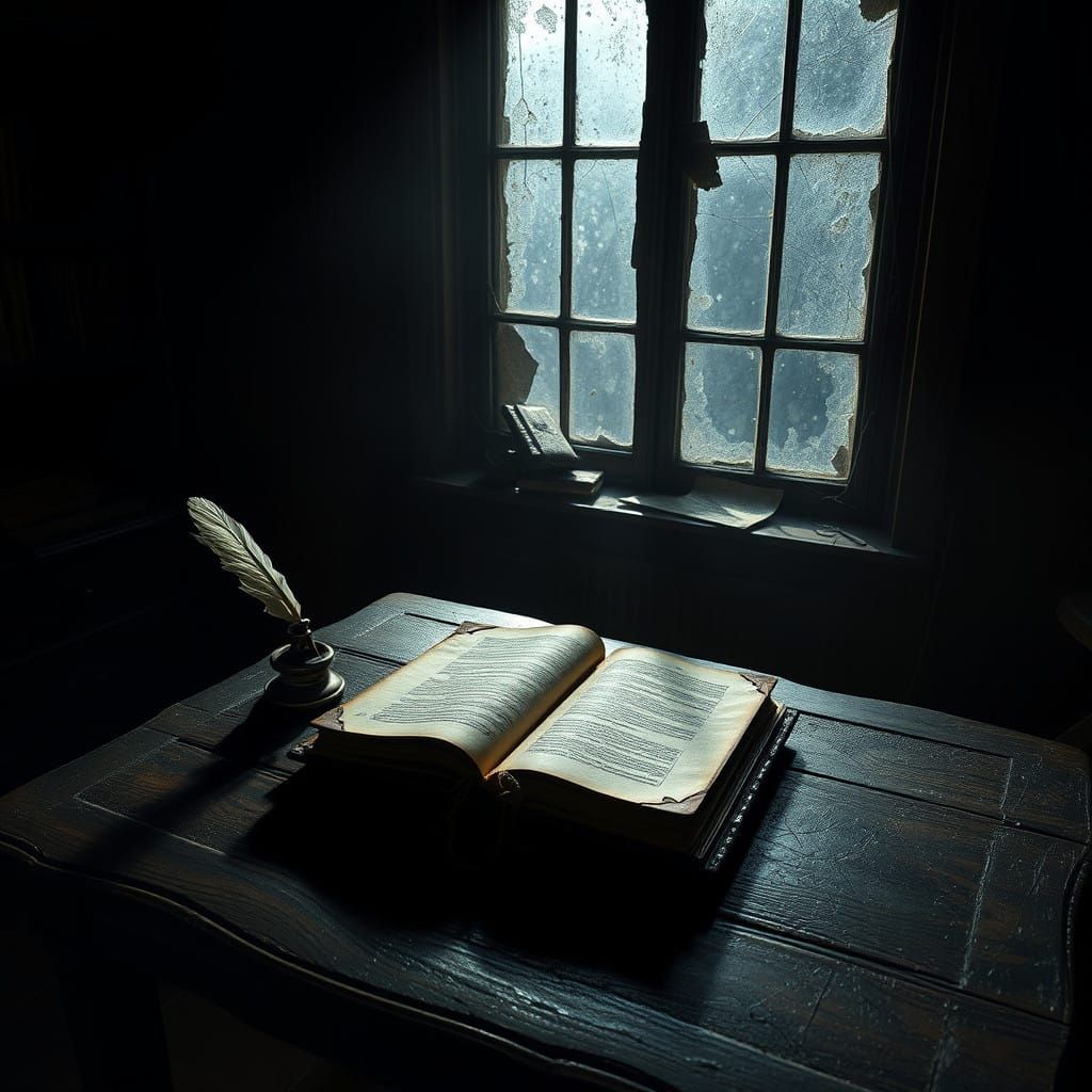 Writer's Forgotten Study in a Haunting, Mystical Atmosphere