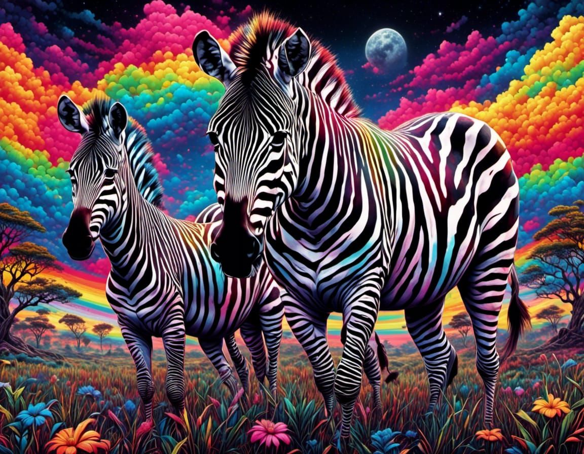 Rainbow Zebra on the African Savanna