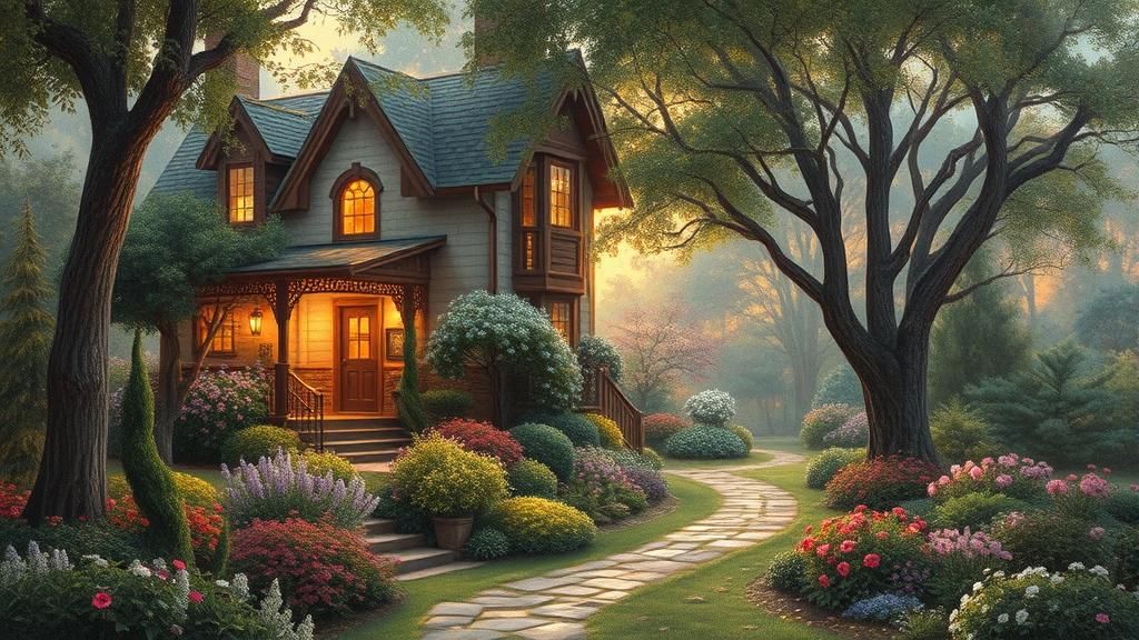 Ethereal Garden in Synthwave Oil Painting Style