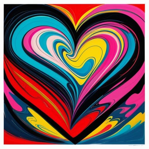 Surreal Heart in a Dreamlike Landscape with Cubist Fragmenta...