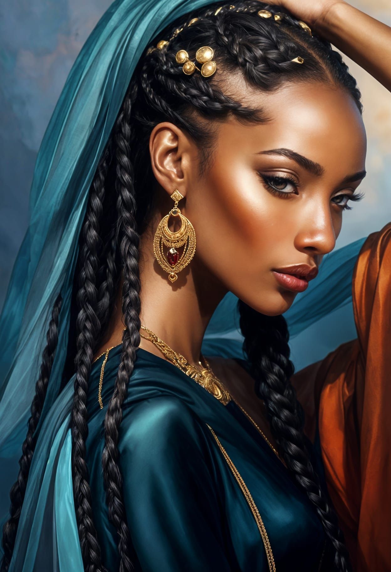 Elegant Nubian Princess in Detailed Digital Art