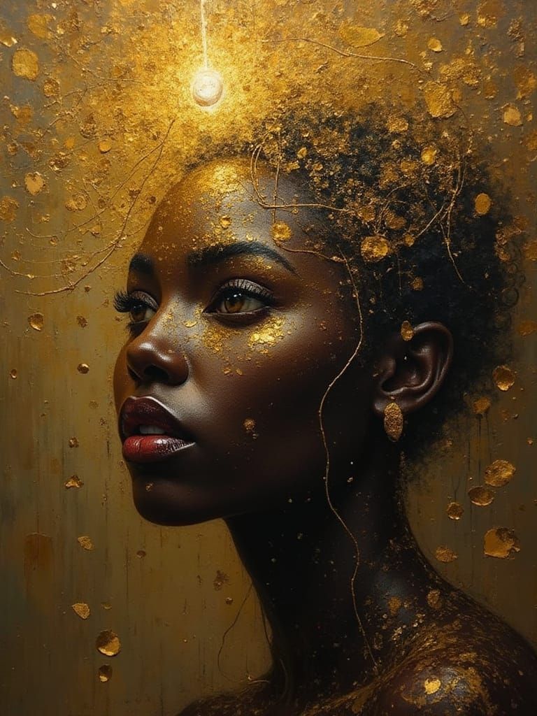 Gilded Spooky Mind Upload Acrylic Painting