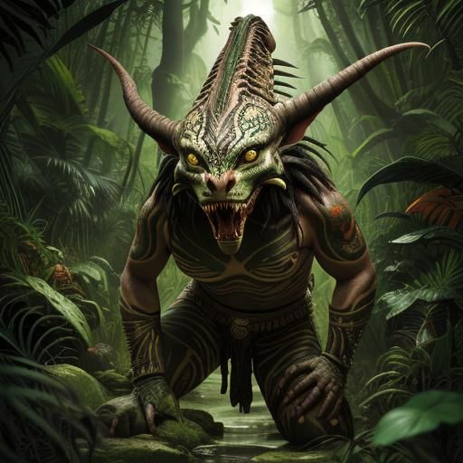 Albino Predator in Jungle Ruins: Digital Painting