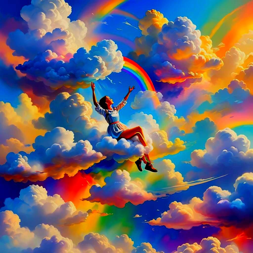 Dreamy Rainbow Painter in the Sky