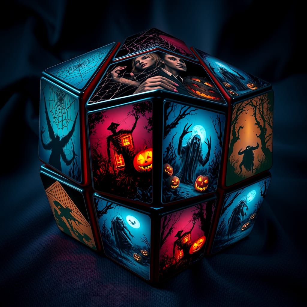 Halloween Horror Rubik's Cube in Gothic Art Style