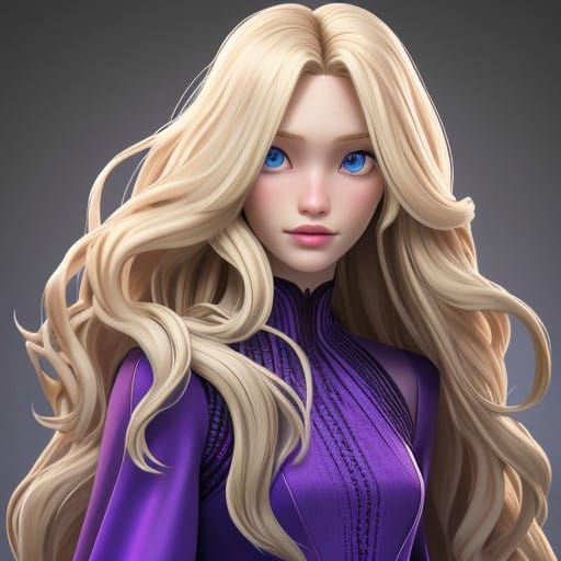 Glamorous Purple Evening Gown in Photo Realism