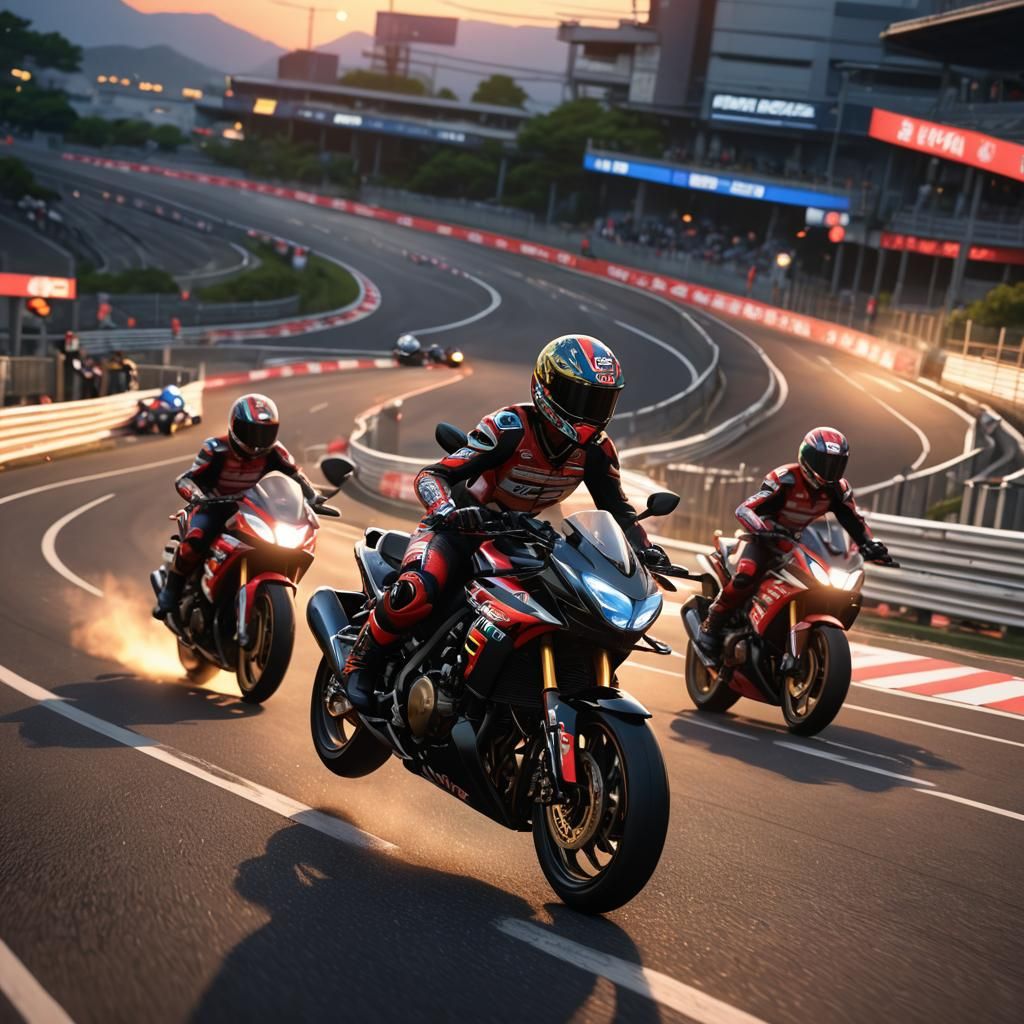 Honda 125cc Motorcycle Race in Anime 3D Art
