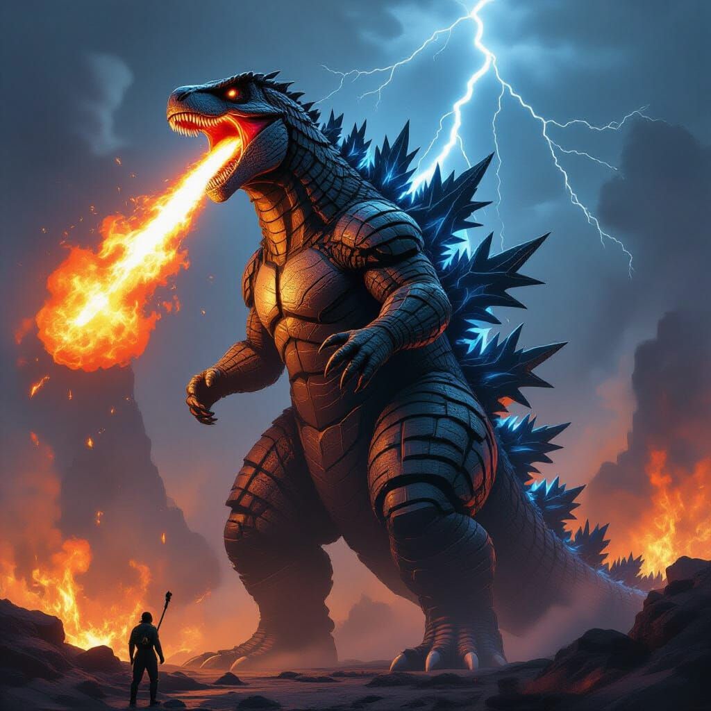 Colossal Godbeast-150 Fusion Creature in Surreal Style