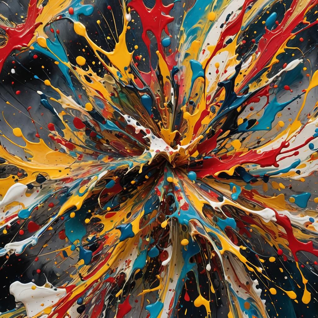 Dynamic Abstract Expressionism Painting in Vibrant Colors