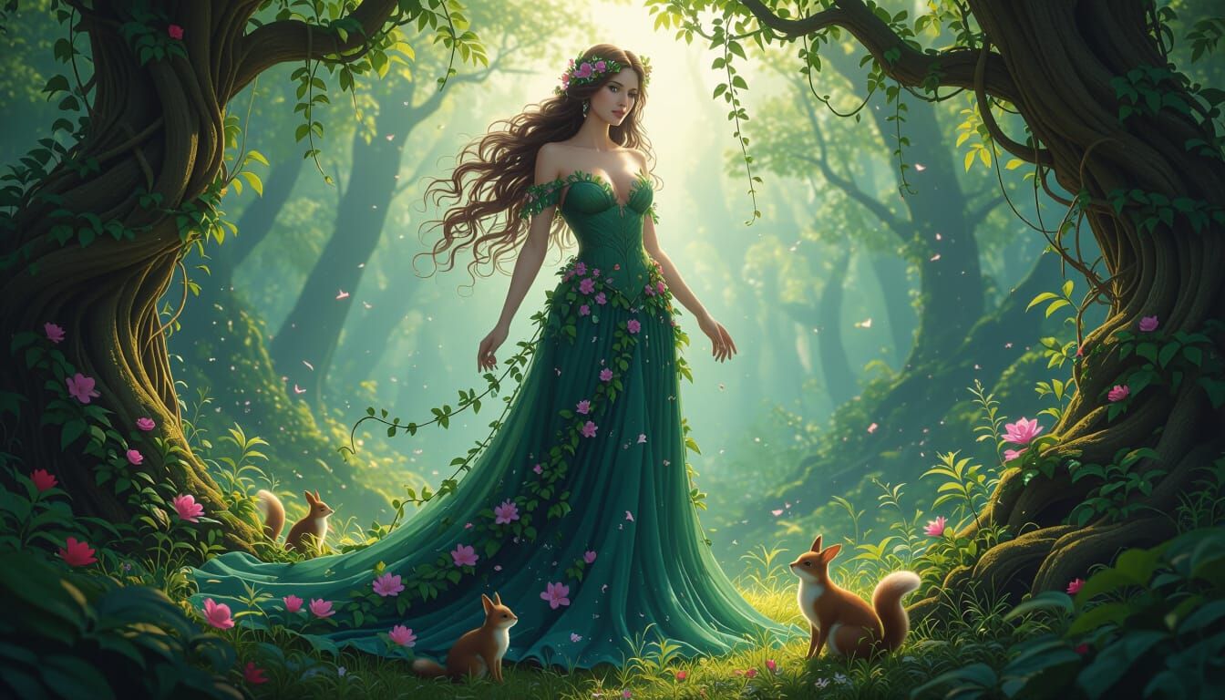 Mother Nature as Ethereal Forest Goddess