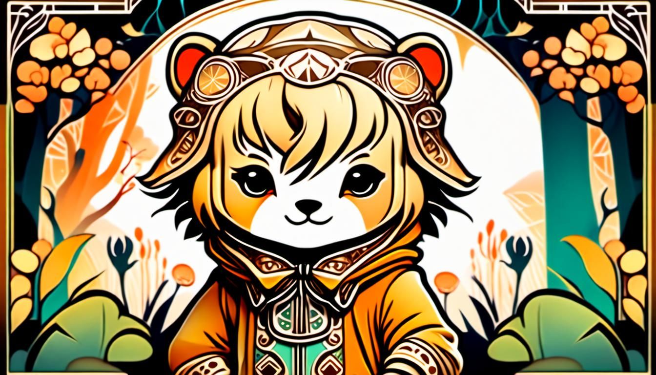 Cute Chibi Boy in Art Nouveau Style