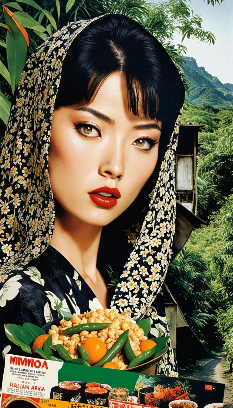 Jungle Food Collage in Degraded Landscape Style