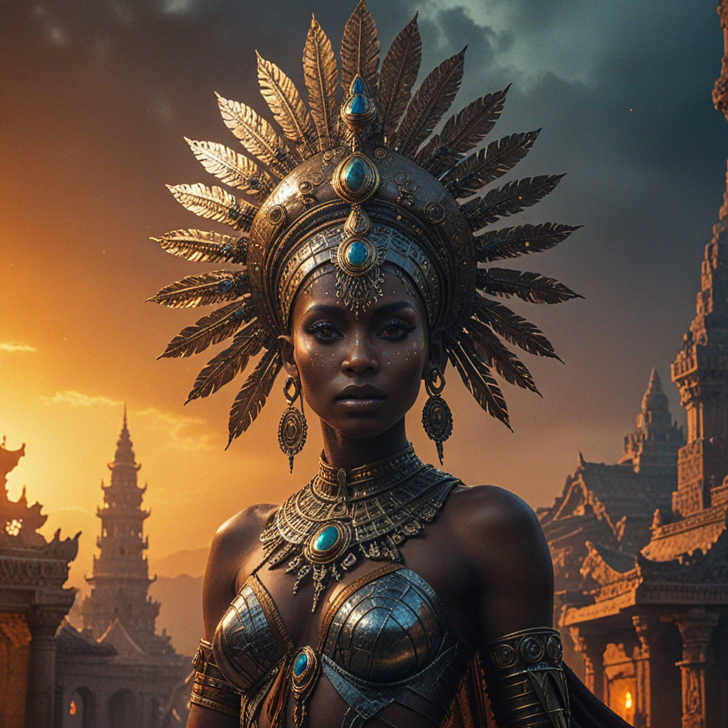 Nubian Goddess of Motherhood, Human Alien Hybrid Warrior in...