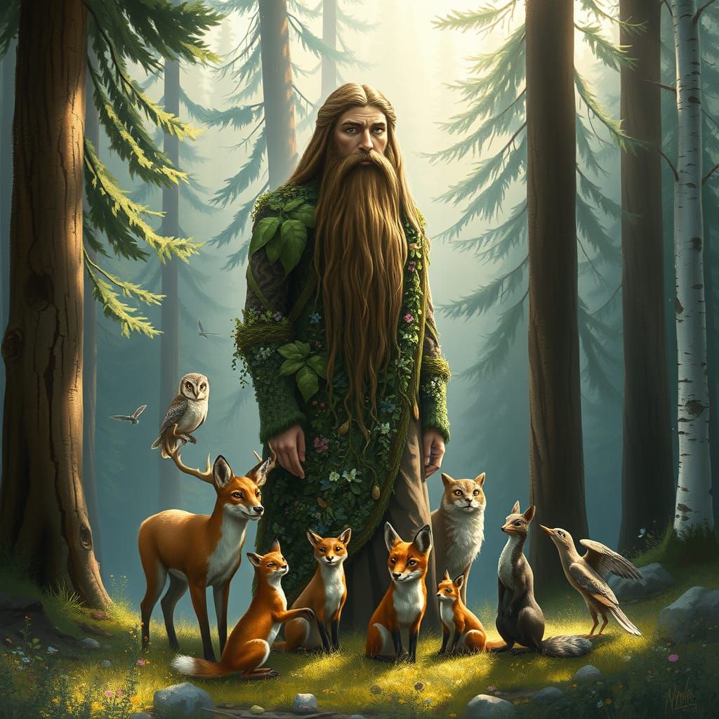 Tapio, the Finnish Forest God, in a Serene Nordic Landscape