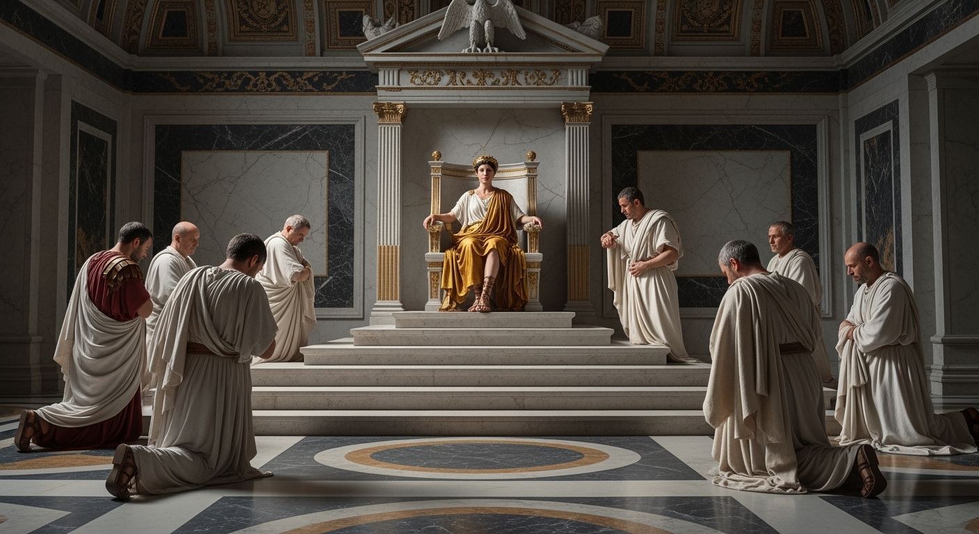 Empress Messalina on Golden Throne in Palace