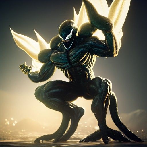 Venom Knight Frieza: Hyperdetailed Power Cosmic Illustration