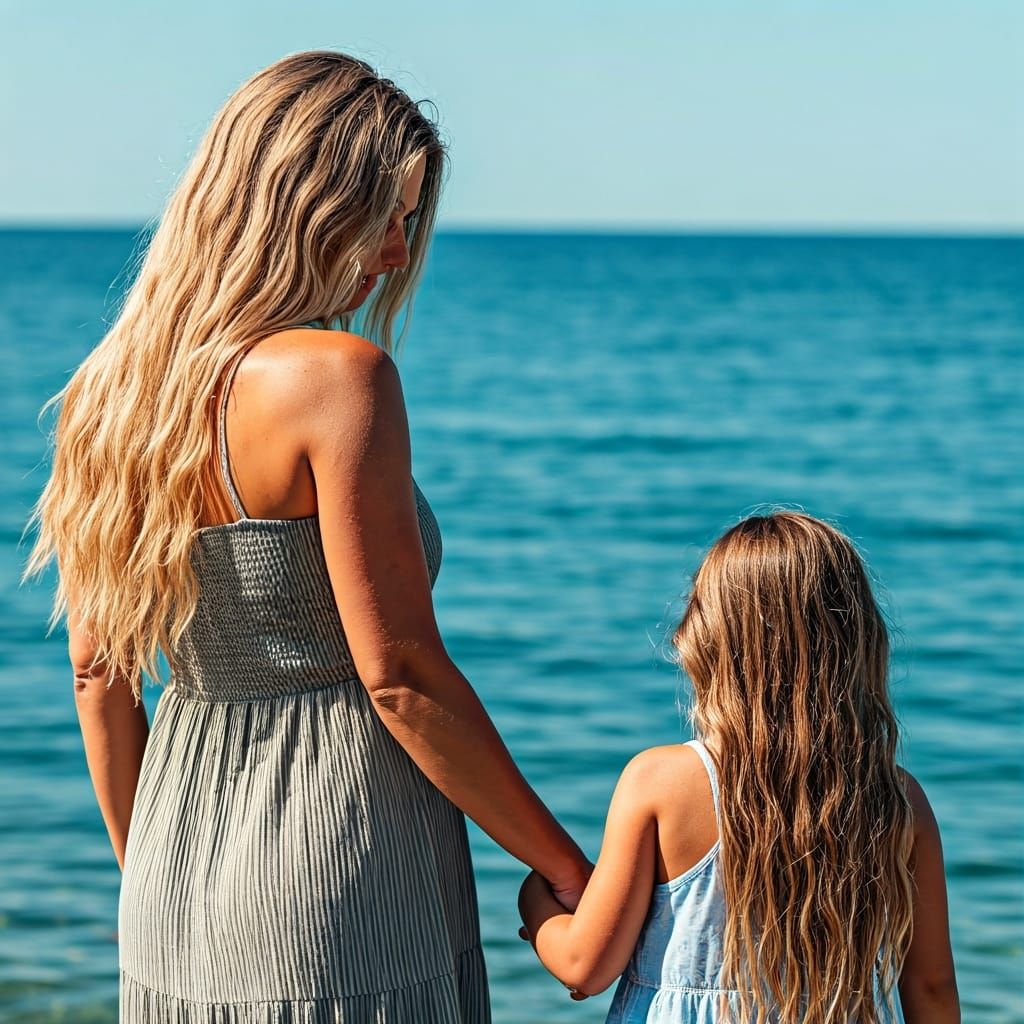 Mother and Daughter on the Beach, Stevenson Style