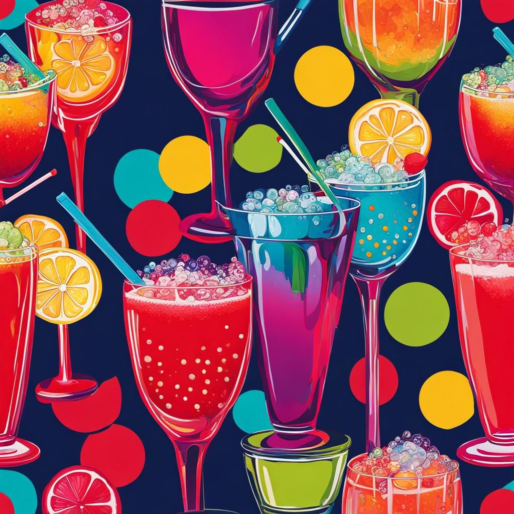 Abstract Slushie Drinks in Complementary Colors