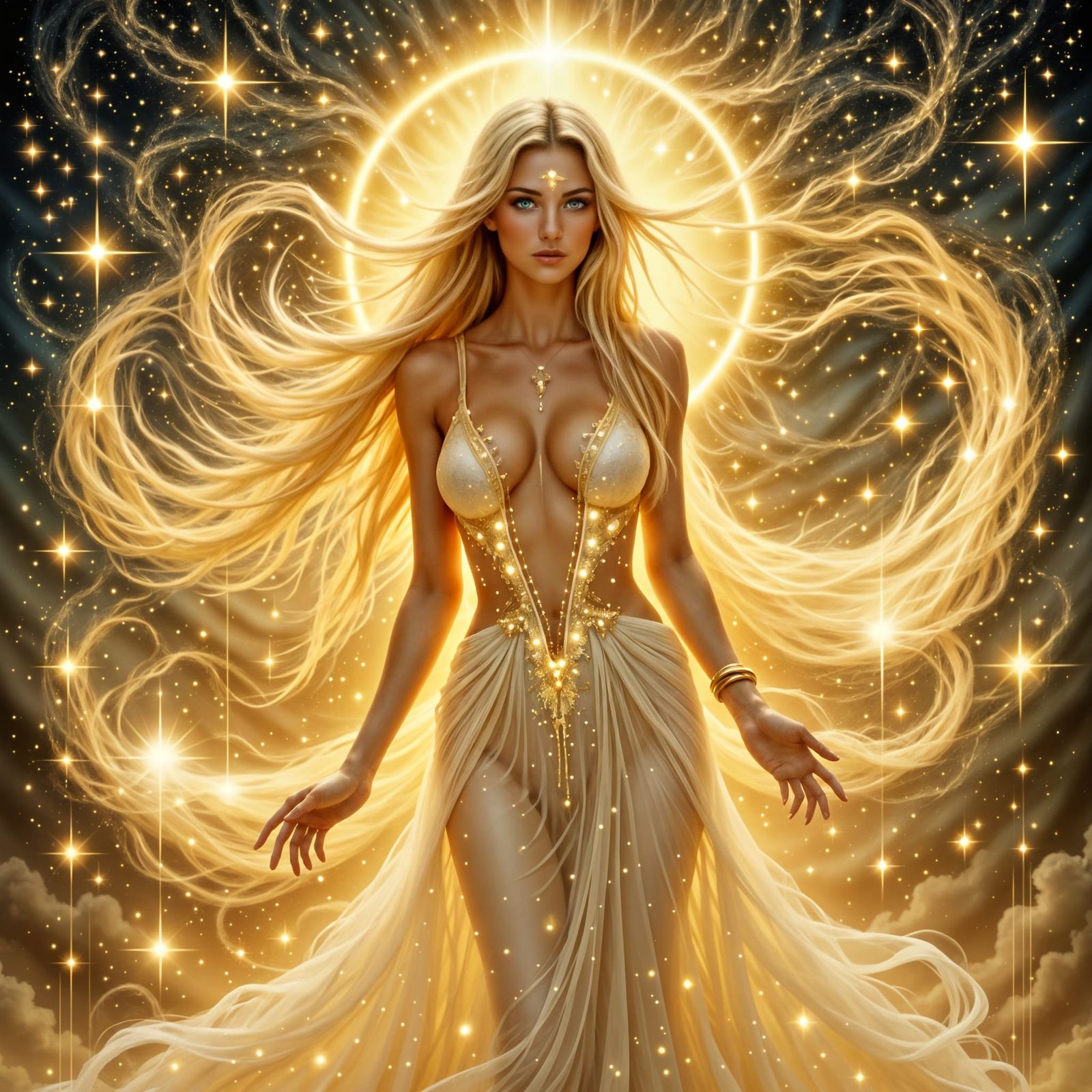 Sensual Goddess of Morning With Aurora Glow