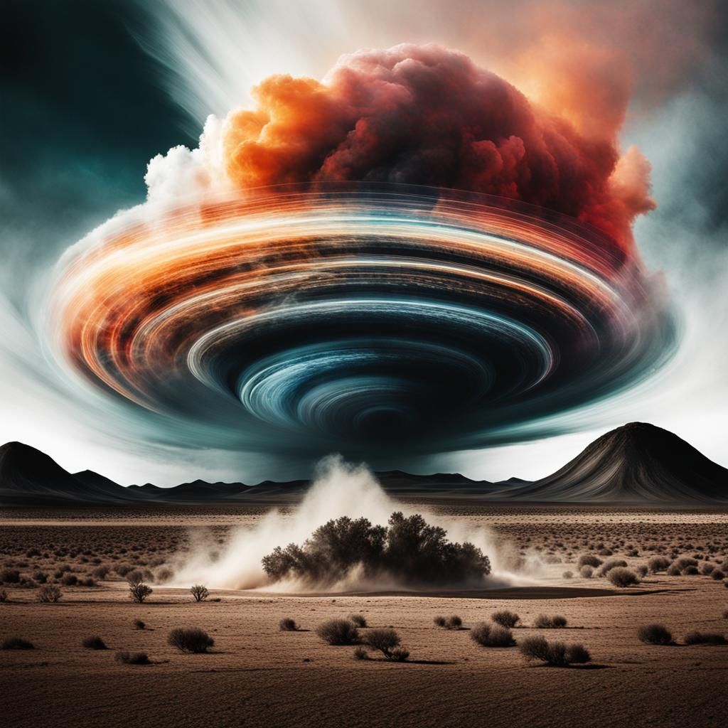 Magical Cosmic Tornado in Digital Watercolor Style