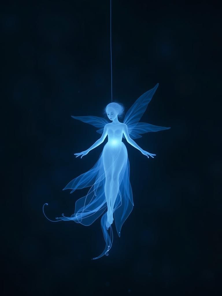 Ethereal Spirit in Space with Bioluminescence