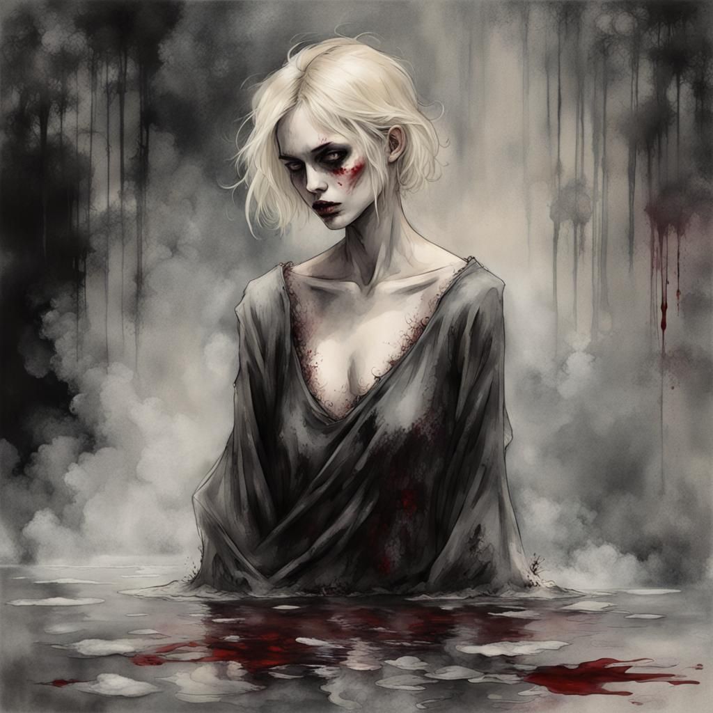 Ethereal Ghostly Woman in Gothic Art Style