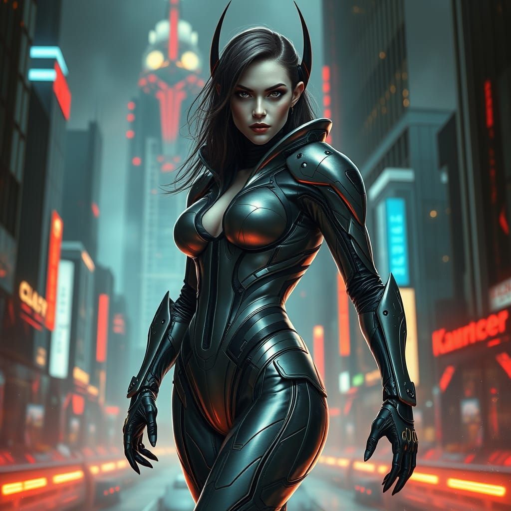 Photorealistic Futuristic Vampire in Sci-Fi Armor