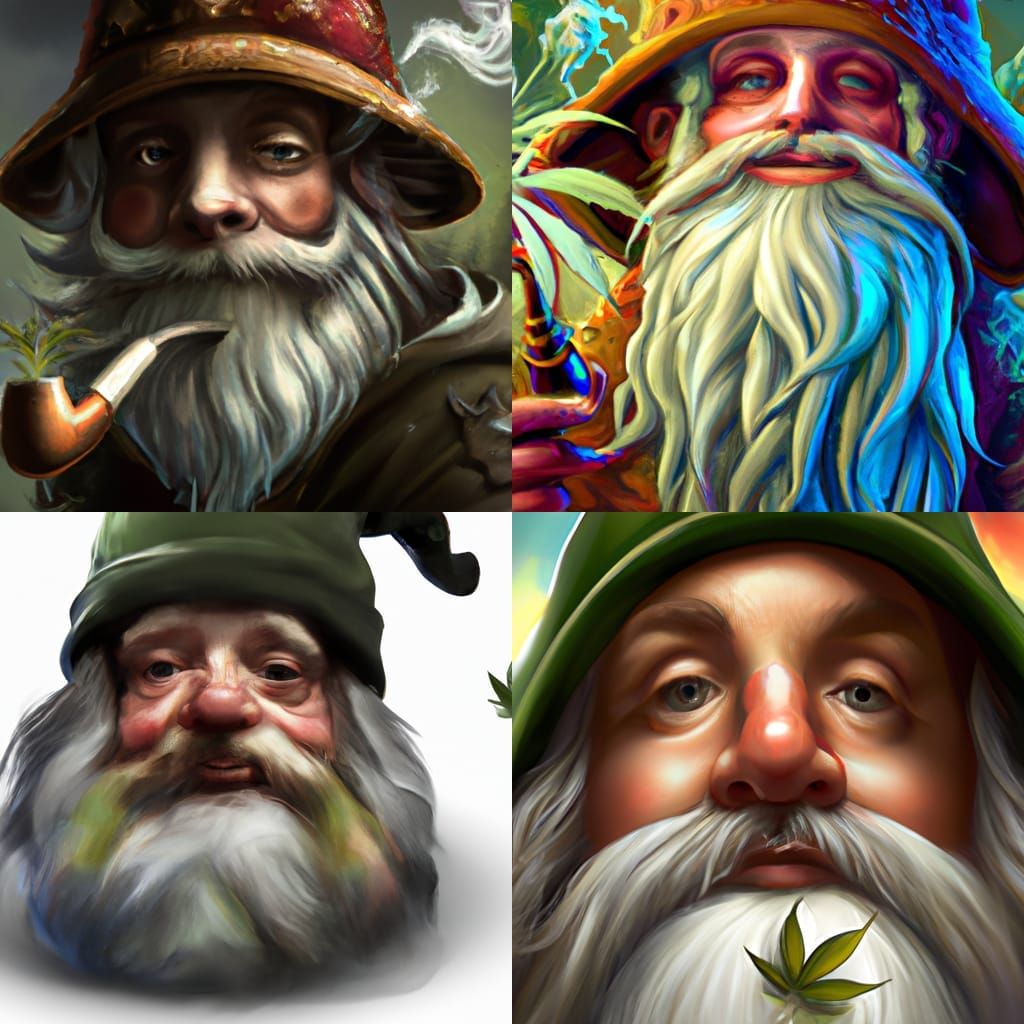 Gnome with Cannabis Beard: Hyperdetailed Portrait
